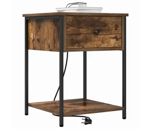 Nakts Skapītis Ar Atvilktni Dūmakaina Ozolkoka 42 X 41 X 56 Cm Vidaxl