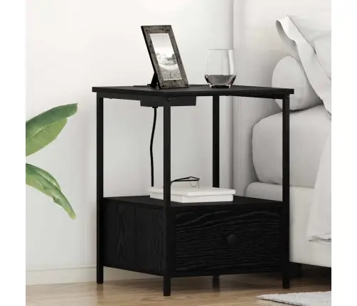 Öökapp Laadimisjaamaga Sahtliga 2 Pcs Must Tamm Tehispuit