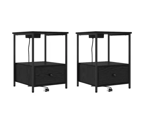 Öökapp Laadimisjaamaga Sahtliga 2 Pcs Must Tamm Tehispuit