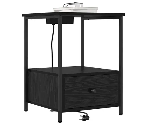 Öökapp Laadimisjaamaga Sahtliga 2 Pcs Must Tamm Tehispuit