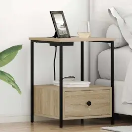 Nakts Skapis Ar Uzlādes Staciju 2 Pcs Sonomas Ozola Vidaxl