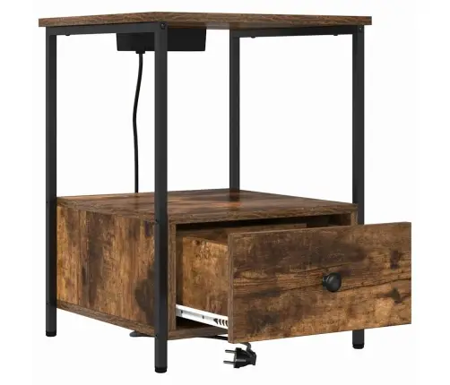 Nakts Skapis Ar Uzlādes Staciju 2 Pcs Dūmakaina Ozolkoka Vidaxl