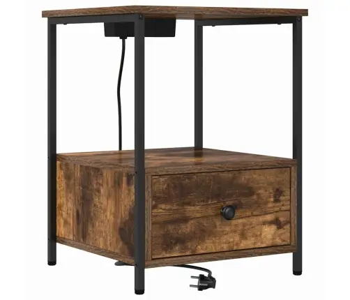 Nakts Skapis Ar Uzlādes Staciju 2 Pcs Dūmakaina Ozolkoka Vidaxl