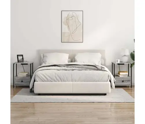 Nakts Skapis Ar Uzlādes Staciju 2 Pcs Pelēka Sonomas Ozola Vidaxl