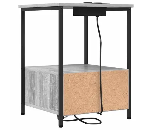 Nakts Skapis Ar Uzlādes Staciju 2 Pcs Pelēka Sonomas Ozola Vidaxl