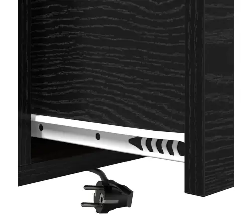 Nakts Skapis Ar Uzlādes Staciju Melns Ozols Inženierijas Koks Vidaxl