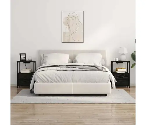 Nakts Skapis Ar Uzlādes Staciju Melns Ozols Inženierijas Koks Vidaxl