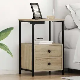 Nakts Skapis Ar Uzlādes Staciju 2 Pcs Sonomas Ozola Vidaxl