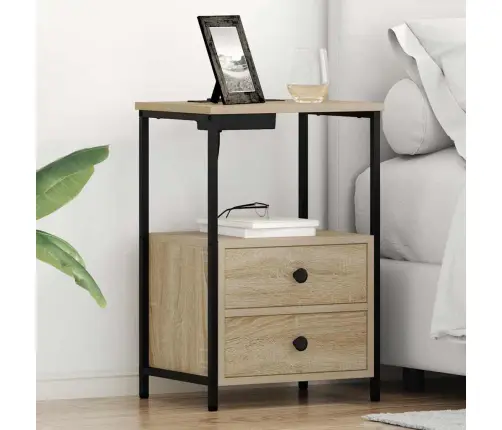 Nakts Skapis Ar Uzlādes Staciju 2 Pcs Sonomas Ozola Vidaxl