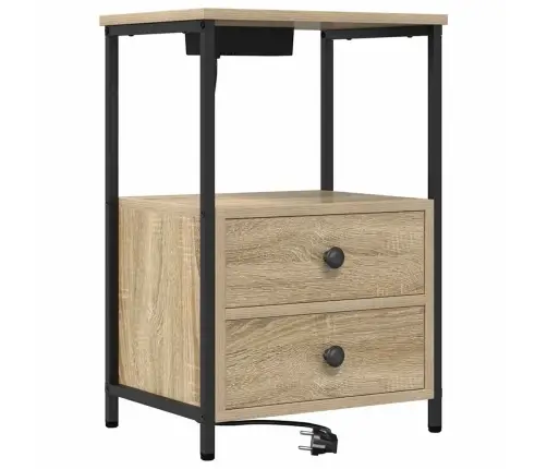Nakts Skapis Ar Uzlādes Staciju 2 Pcs Sonomas Ozola Vidaxl