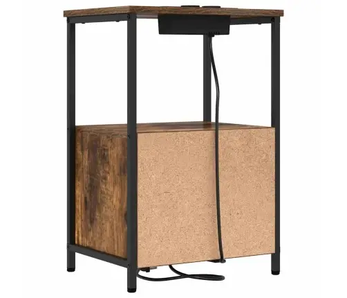 Nakts Skapis Ar Uzlādes Staciju Ar Atvilktni Dūmakaina Ozolkoka Vidaxl