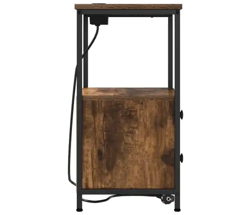 Nakts Skapis Ar Uzlādes Staciju Ar Atvilktni Dūmakaina Ozolkoka Vidaxl