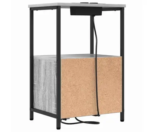 Nakts Skapis Ar Uzlādes Staciju 2 Pcs Pelēka Sonomas Ozola Vidaxl