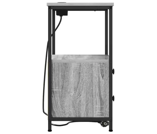 Nakts Skapis Ar Uzlādes Staciju 2 Pcs Pelēka Sonomas Ozola Vidaxl