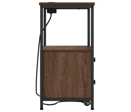 Nakts Skapis Ar Uzlādes Staciju Ar Atvilktni Ar Uzglabāšanu Brūna Ozolkoka Vidaxl