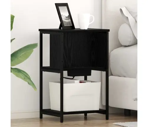 Nakts Skapītis Melns Ozols 38 X 31 X 61 Cm Inženierijas Koks Vidaxl