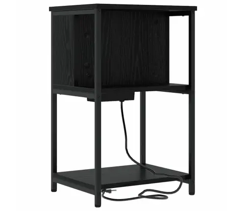 Nakts Skapītis Melns Ozols 38 X 31 X 61 Cm Inženierijas Koks Vidaxl