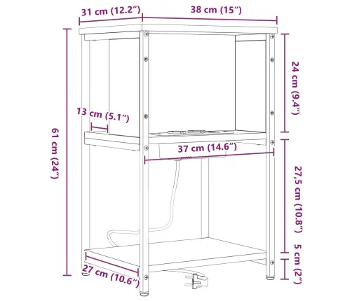Nakts Skapītis 2 Pcs Sonomas Ozola 38 X 31 X 61 Cm Vidaxl