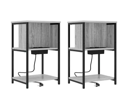 Nakts Skapītis 2 Pcs Pelēka Sonomas Ozola 38 X 31 X 61 Cm Vidaxl