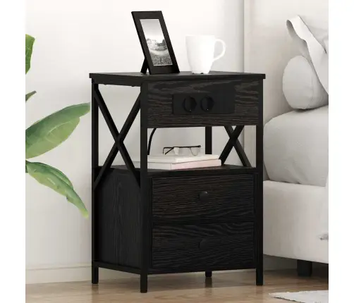 Nakts Skapītis Ar Atvilktni 2 Pcs Melns Ozols 40 X 31 X 60 Cm Vidaxl