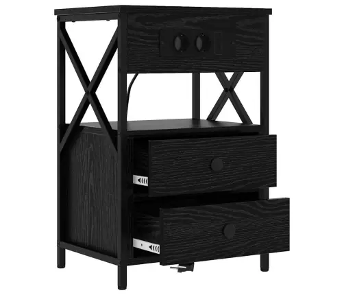Nakts Skapītis Ar Atvilktni 2 Pcs Melns Ozols 40 X 31 X 60 Cm Vidaxl