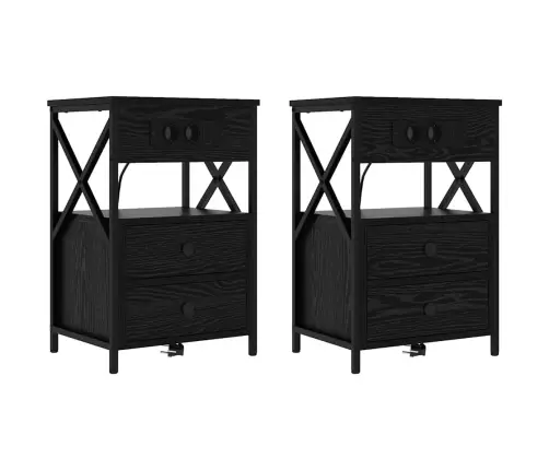Nakts Skapītis Ar Atvilktni 2 Pcs Melns Ozols 40 X 31 X 60 Cm Vidaxl