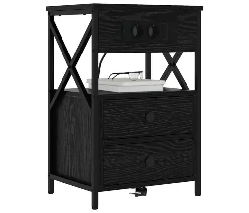 Nakts Skapītis Ar Atvilktni 2 Pcs Melns Ozols 40 X 31 X 60 Cm Vidaxl