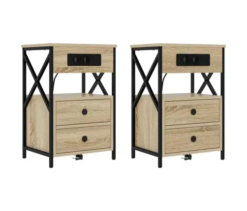 Nakts Skapītis Ar Atvilktni 2 Pcs Sonomas Ozola 40 X 31 X 60 Cm Vidaxl