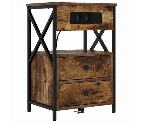 Nakts Skapītis 2 Pcs Dūmakaina Ozolkoka 40 X 31 X 60 Cm Vidaxl