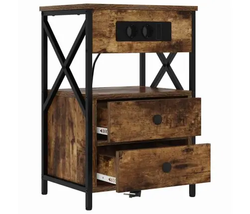 Nakts Skapītis 2 Pcs Dūmakaina Ozolkoka 40 X 31 X 60 Cm Vidaxl