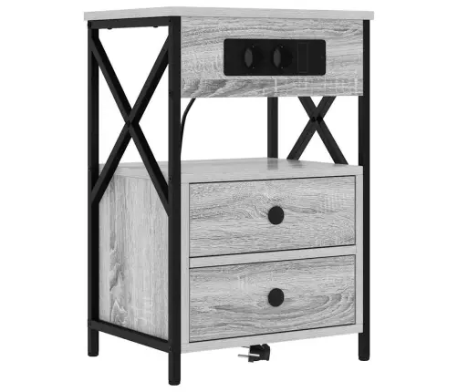 Naktinis Staliukas Su Įkrovimo Stotimi Su Stalčių 2 Pcs