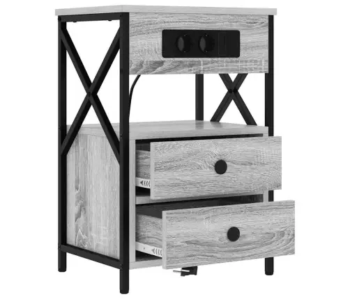 Naktinis Staliukas Su Įkrovimo Stotimi Su Stalčių 2 Pcs