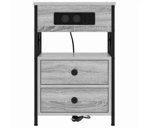 Naktinis Staliukas Su Įkrovimo Stotimi Su Stalčių 2 Pcs