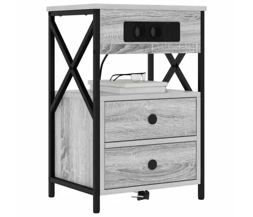 Naktinis Staliukas Su Įkrovimo Stotimi Su Stalčių 2 Pcs