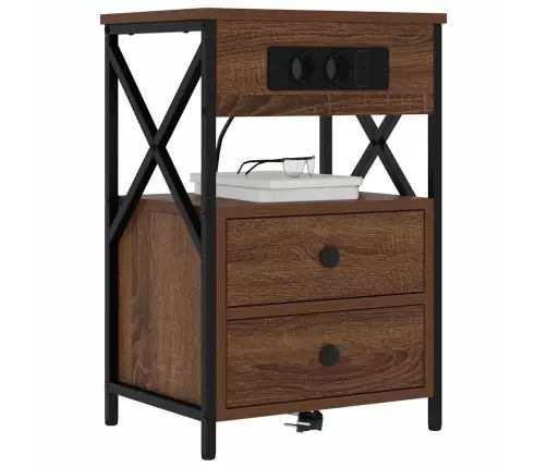 Nakts Skapītis Brūna Ozolkoka 40 X 31 X 60 Cm Inženierijas Koks Vidaxl