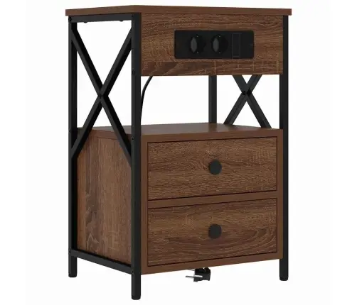 Nakts Skapītis 2 Pcs Brūna Ozolkoka 40 X 31 X 60 Cm Vidaxl