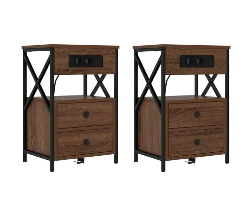 Nakts Skapītis 2 Pcs Brūna Ozolkoka 40 X 31 X 60 Cm Vidaxl