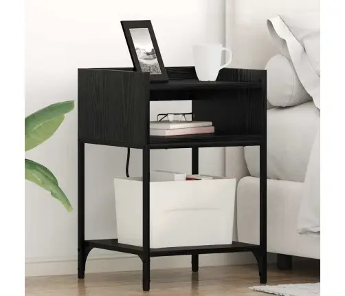 Šalia Lovos Spintelė Su Lentyna Juodas Ąžuolas 40 X 40 X 61 Cm