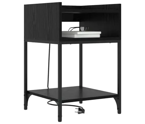 Šalia Lovos Spintelė Su Lentyna Juodas Ąžuolas 40 X 40 X 61 Cm