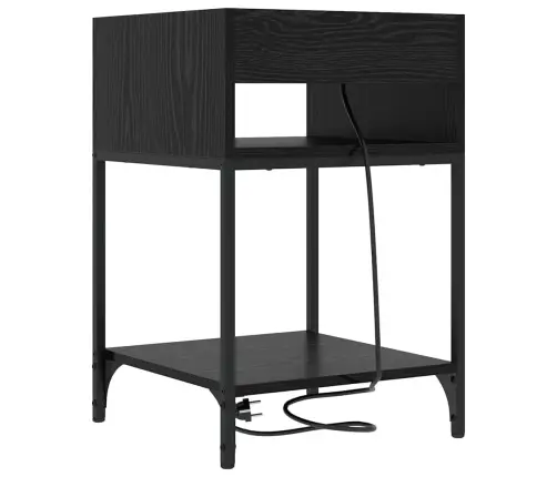 Naktinis Staliukas 2 Pcs Juoda Ąžuolo 40 X 40 X 61 Cm