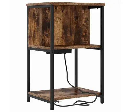 Naktinis Staliukas Su Lentyna Dūminio Ąžuolo 40 X 40 X 61 Cm