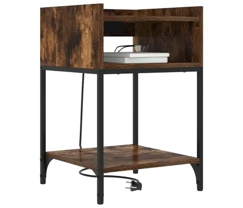 Naktinis Staliukas Su Lentyna Dūminio Ąžuolo 40 X 40 X 61 Cm