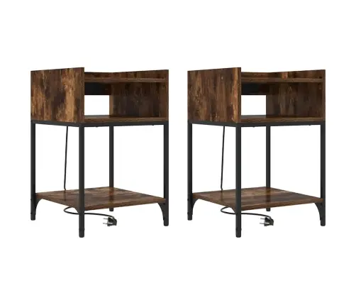 Gultas Skapji 2 Pcs Dūmakaina Ozolkoka 40 X 40 X 61 Cm Vidaxl Gultas Skapji 2 Pcs Dūmakaina Ozolkoka 40 X 40 X 61 Cm Vidaxl