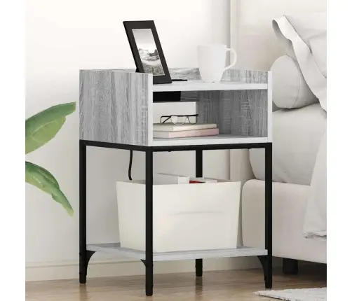 Gultas Skapji 2 Pcs Pelēka Sonomas Ozola 40 X 40 X 61 Cm Vidaxl