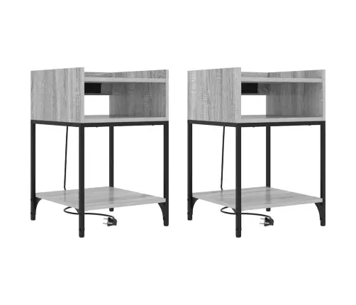 Gultas Skapji 2 Pcs Pelēka Sonomas Ozola 40 X 40 X 61 Cm Vidaxl