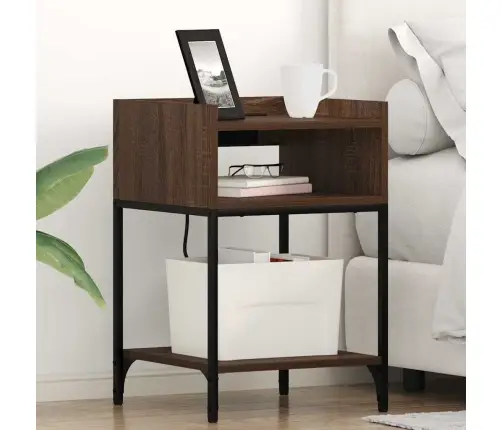 Nakts Skapītis Brūna Ozolkoka 40 X 40 X 61 Cm Inženierijas Koks Vidaxl