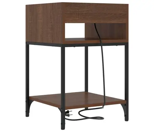 Nakts Skapītis Brūna Ozolkoka 40 X 40 X 61 Cm Inženierijas Koks Vidaxl