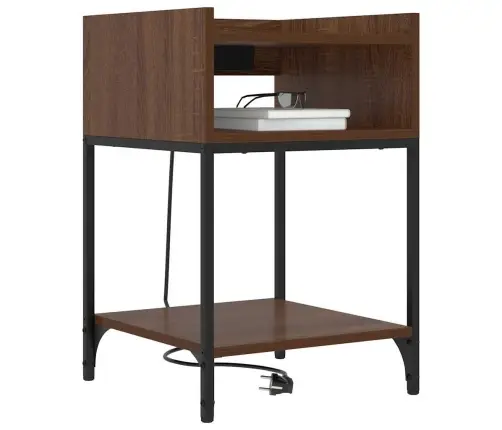 Nakts Skapītis Brūna Ozolkoka 40 X 40 X 61 Cm Inženierijas Koks Vidaxl