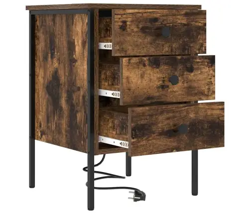 Nakts Skapītis Ar Atvilktni Dūmakaina Ozolkoka 42 X 41 X 61 Cm Vidaxl