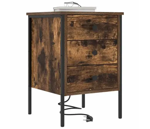 Nakts Skapītis Ar Atvilktni Dūmakaina Ozolkoka 42 X 41 X 61 Cm Vidaxl